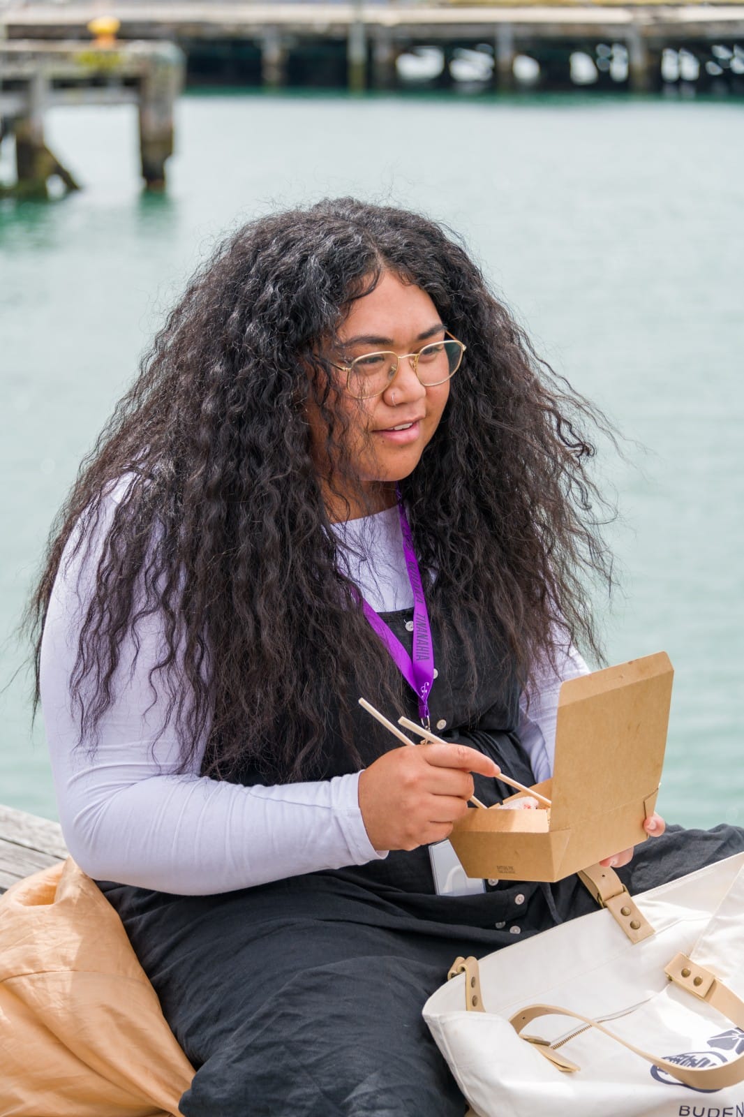 Young woman eating lunch