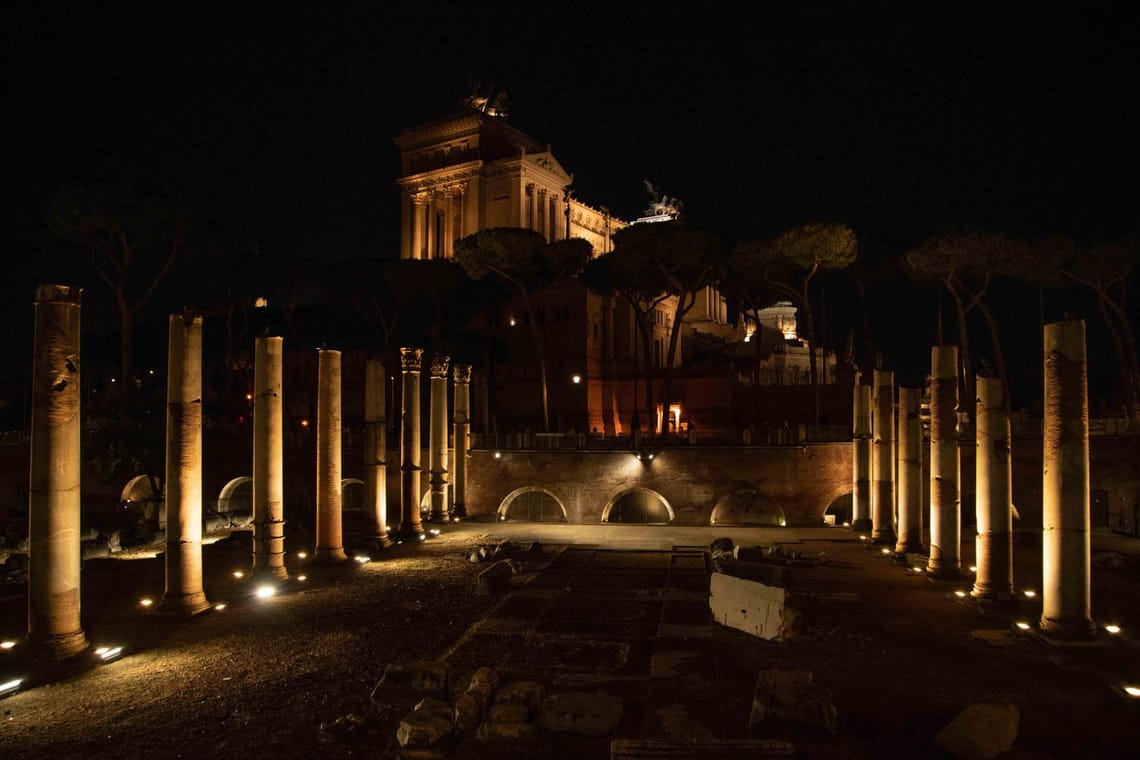 Trajan Markets at night