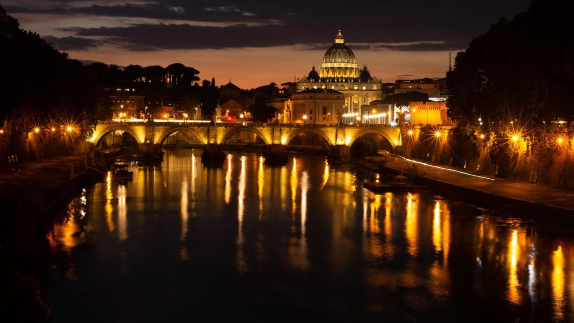 St.Peter's dome at night - A Roman Landscape