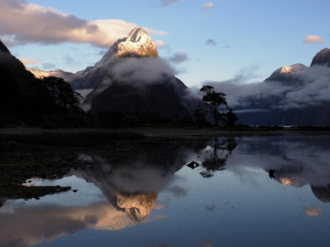 First Light on Mitre Peak