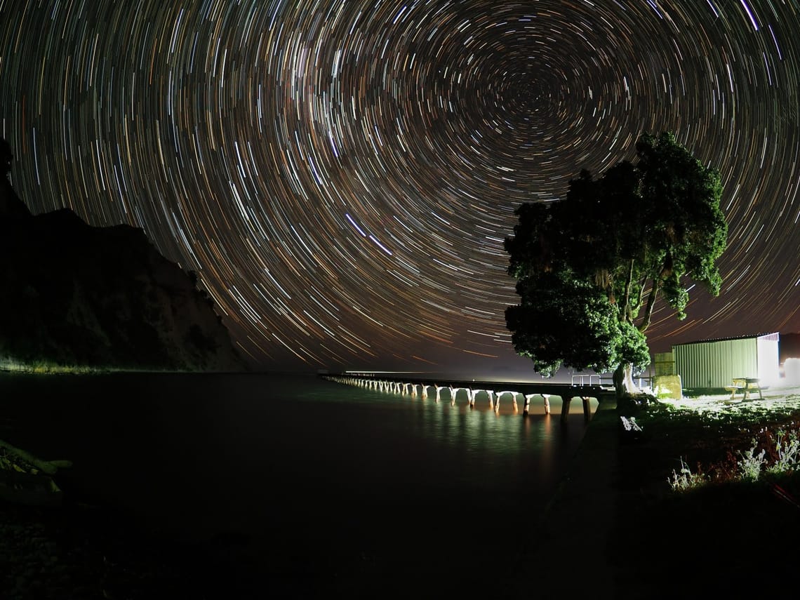 Historic Tokomaru Bay Wharf at Night