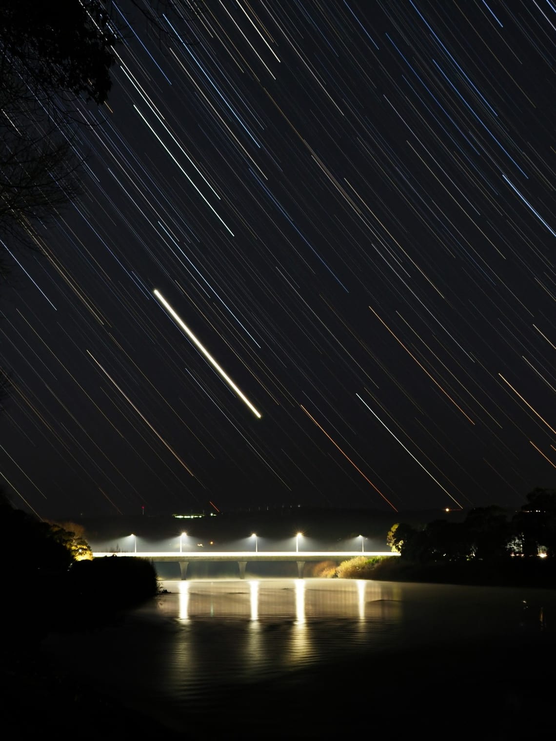 Star Trails over Manawatu River Bridge