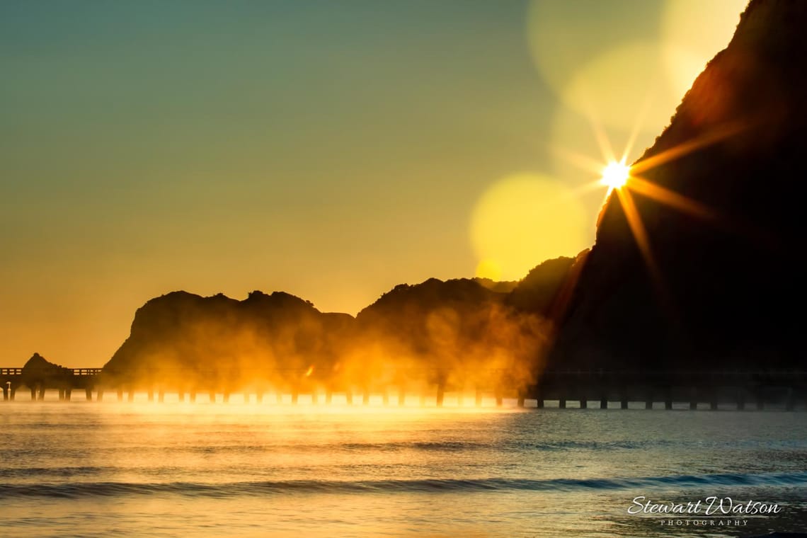 Sun flare at Tolaga Bay