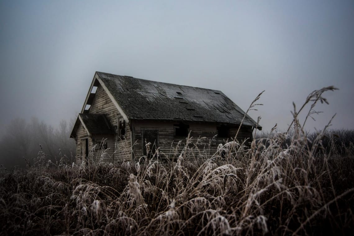 Abandoned rural church in the Badlands