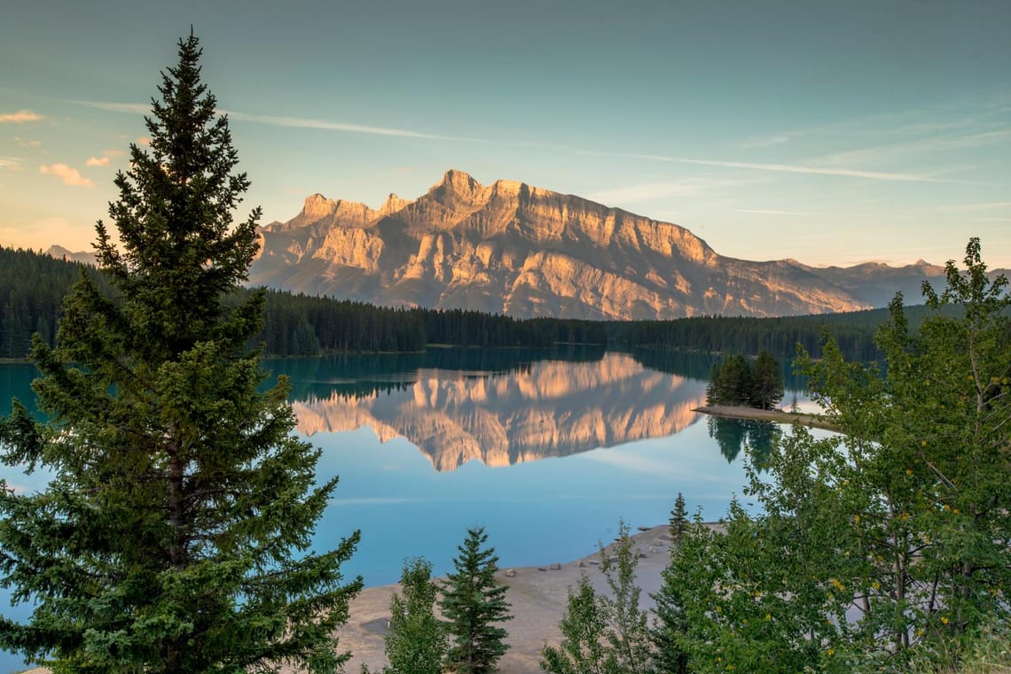 Mt Rundle on Two Jack Lake