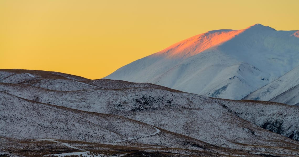 Snowy sunset