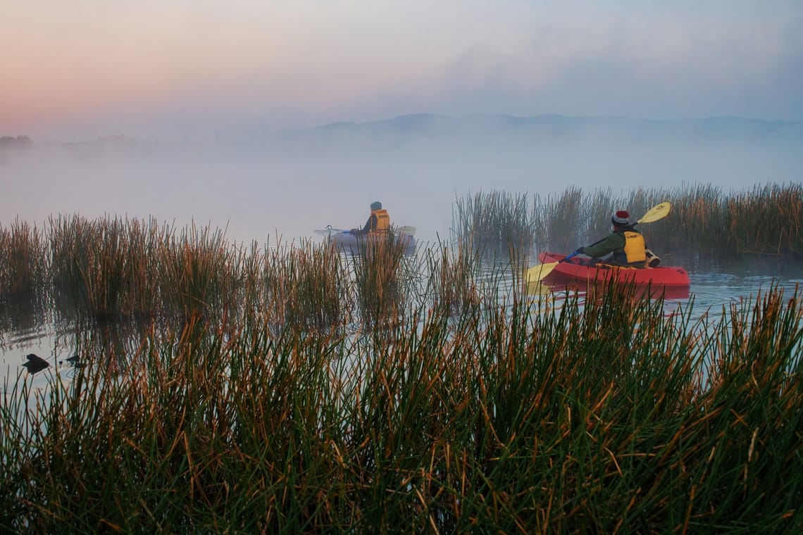 Kayakers on Lake Kainui