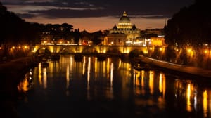 St.Peter's dome at night - A Roman Landscape