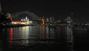 Sydney Harbour Bridge and Luna Park at Night