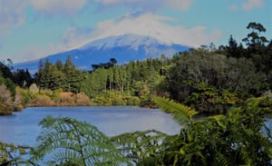 View of Mount Taranaki from Lake Mangamahoe