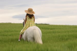 A little girl and her pony